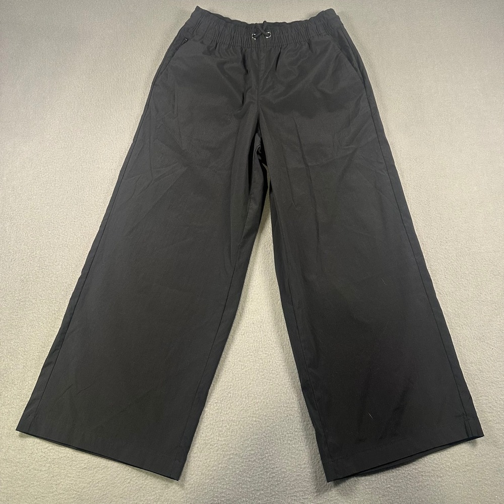 Athleta Wide Leg Pants Black Elastic Waist Drawstring XXS
